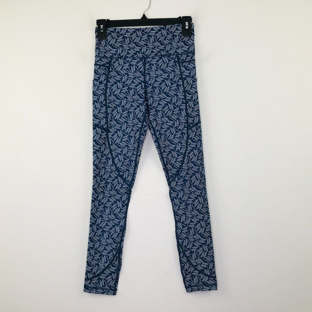 Zyia Active Women's 4 Leggings Blue White Light N Tight Haystacks Print CN24